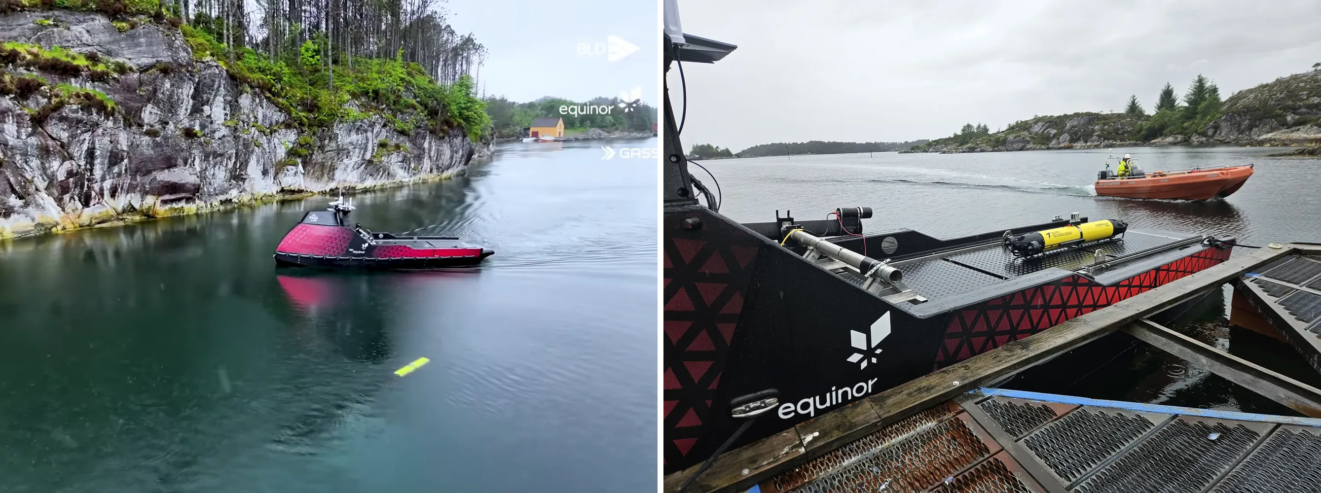 Mariner USV and CORAX 600 at the IXES exercise, and the CORAX 600 on the deck of the Mariner USV